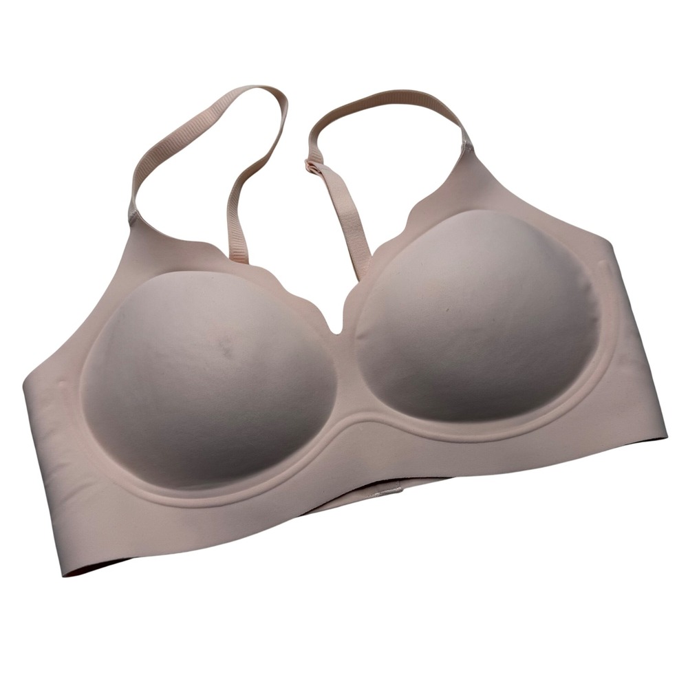 AVIDLOVE Wireless T-Shirt Bra Peach Tan Seamless Scalloped Edge Women's Size M